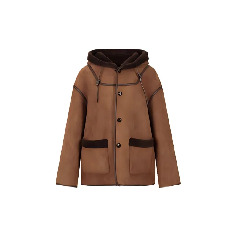 BLUEerror Velvet feel Coat Women's Caramel Brown-1
