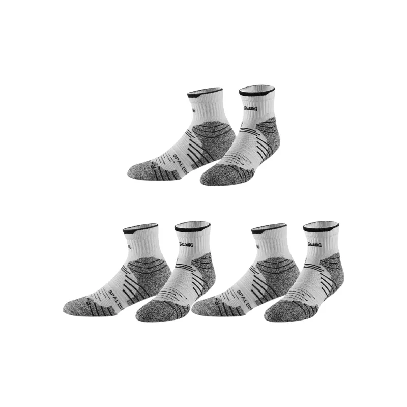 SPALDING Professional Basketball Socks Trendy Versatile Warm And Elite Compression Unisex 3 Pack White/Black-1