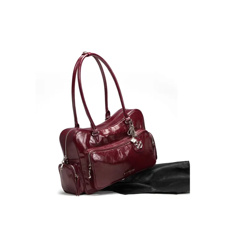JELLYTOYBOY Cow Leather Train Toast Bag One Shoulder Crossbody Bag Regular Women's Ancora Red-3