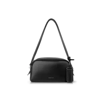 INJOYLIFE Top Grain Cow Leather Pillow Bag Women's Shoulder Bag Small Size Women's Black