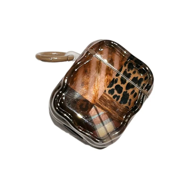 SUGIBUGI Compatible With AirPods 1st/2nd/3rd Gen/Pro/2nd Gen Pro TPU Ins Leopard Print Plaid Headphone Cases-2