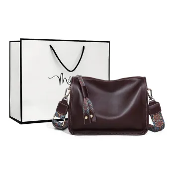 MILLIE'S Cow Leather Shoulder Bag Crossbody Bag Boston Bag Regular Women's Dark Coffee/Caramel