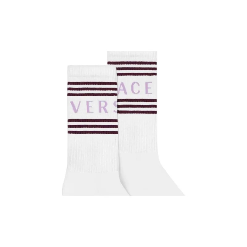 VERSACE Mid-Calf Socks Men's 1 Pack White-4