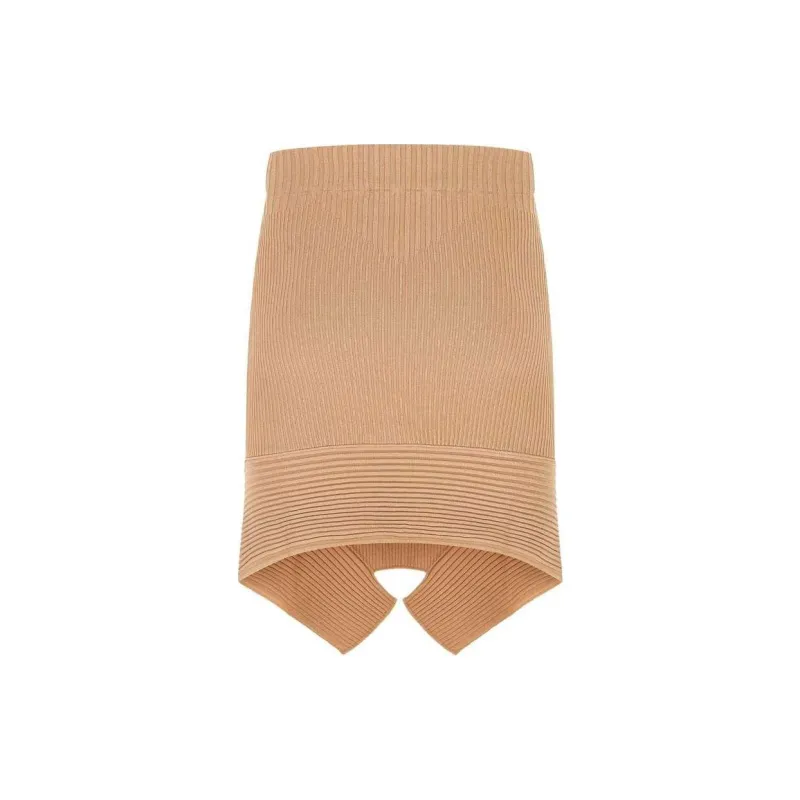 ANDREĀDAMO Asymmetric Ribbed Knit Skirt-1