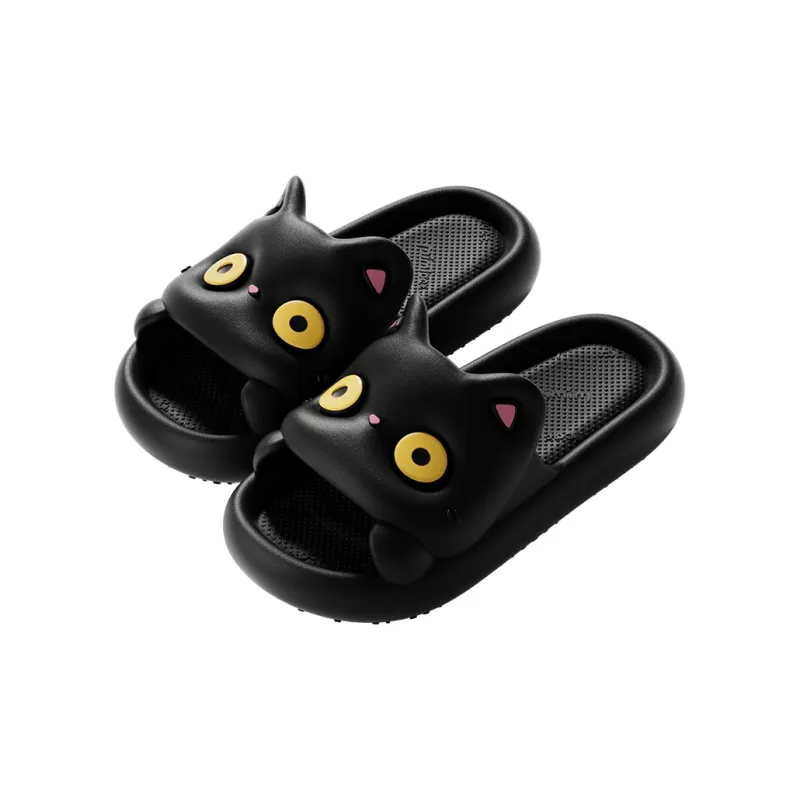 Warm Edge Women's Summer Home Indoor Cartoon Cute Kitten Soft Sole, Students Dormitory Slide Slipper-3