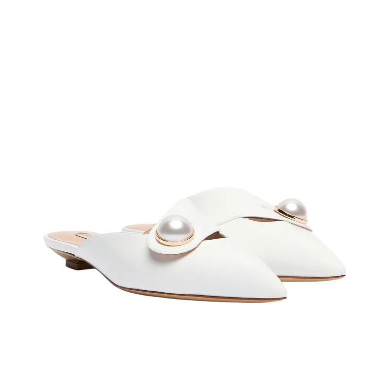Casadei Blade Closed Toe Slippers Women's White-2