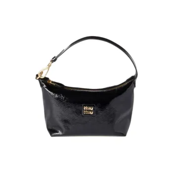 MIU MIU Naplak Patent Leather Pouch Women's Black
