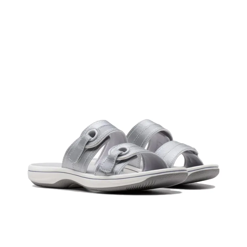 Clarks Abrasion-Resistant Slip-Resistant Slide Slippers Women's Silver-2