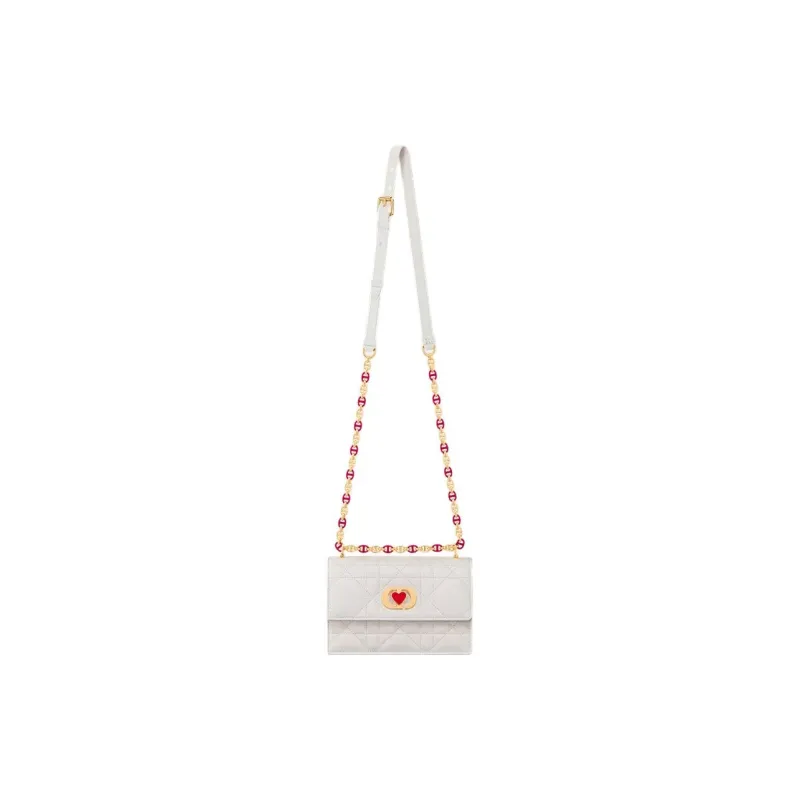 DIOR Caro Sheepskin Shoulder Bag Mini Women's Milk White-1