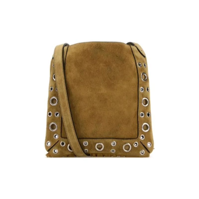Valentino Suede Crossbody Bag Small Size Women's Olive Green-2
