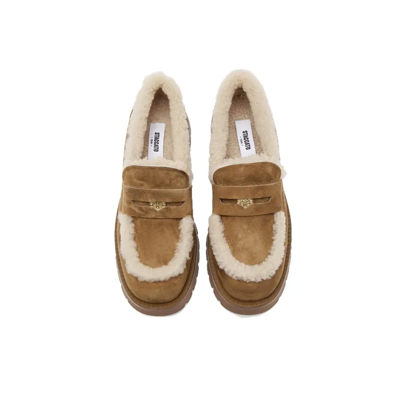 Staccato Mocha Puffy Loafers 4cm Women's Brown-4