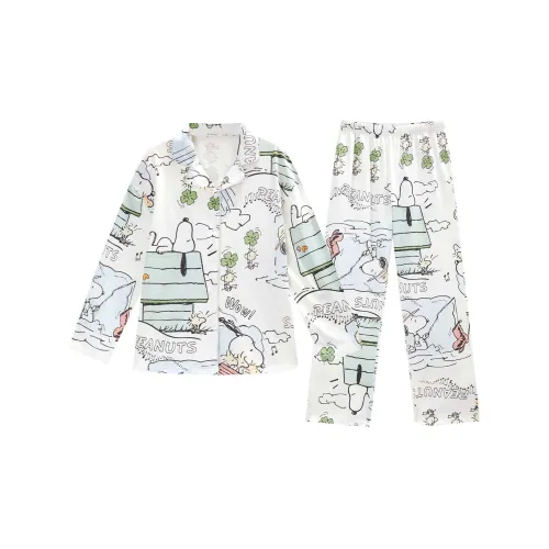 GUKOO x Snoopy Pajama Set Women's Fruit Gray Green
