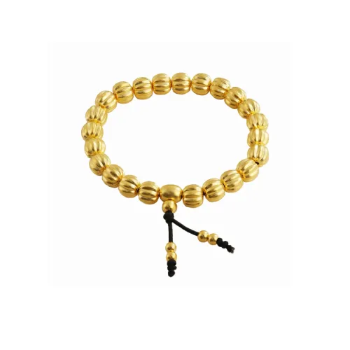 KING TAI SANG Pumpkin Fortune Bead Vintage Elegant And Versatile Solid Gold Fixed Price Gold Bracelet Unisex