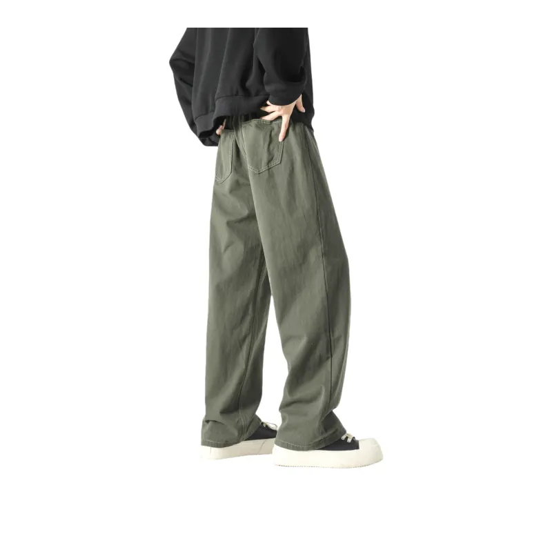 FAKE VINTAGE Casual Pants Unisex Army Green-2