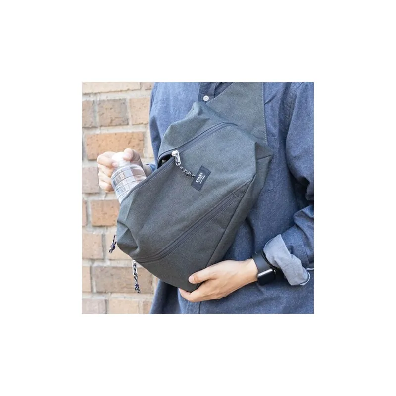 Beams Polyester With Synthetic Leather Fanny Pack Regular Men's Charcoal-3