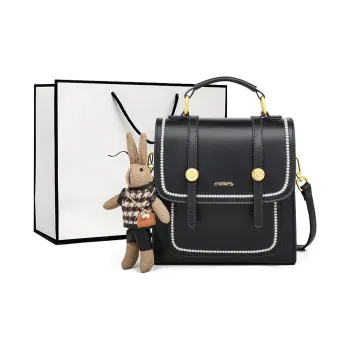 MILLIE'S Cow Leather Travel Backpack Regular Women's Black
