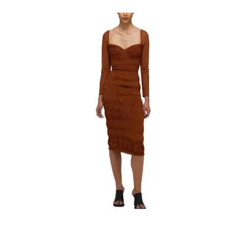 Self-portrait SS22 Long-Sleeved Dresses Women's Dark Brown