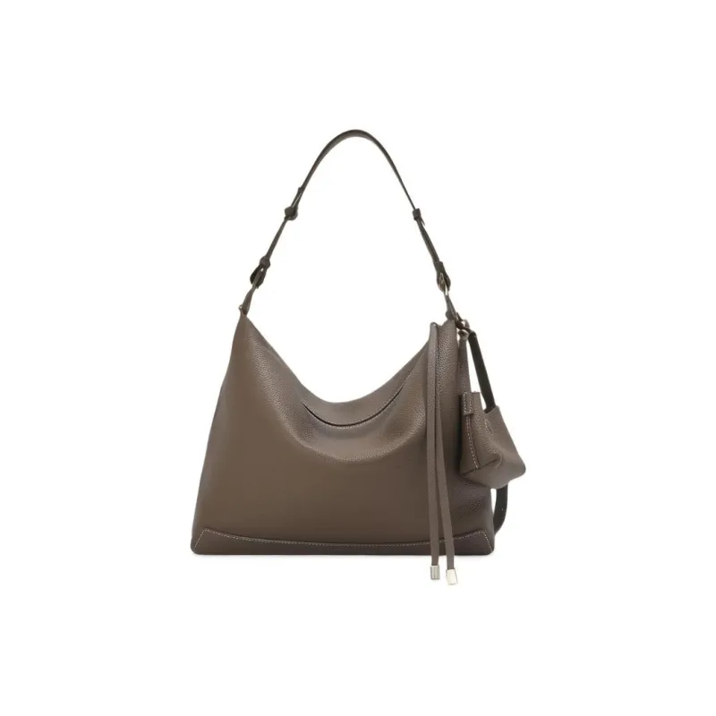 BEMIX PETS Top Grain Cow Leather Shoulder Bag Women's Black/Elephant Gray-4