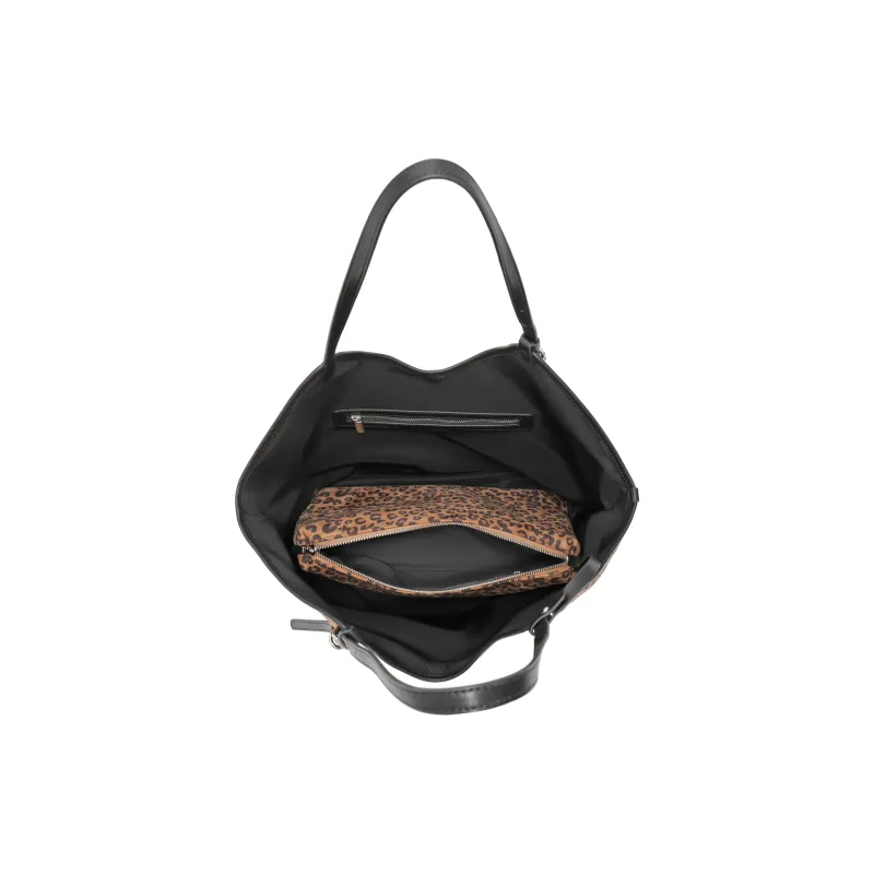 BELLE Fabric Tote Bag, Shoulder Bag Large Size Women's Brown-2