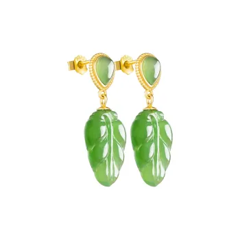 Long Fu Hetian Jade Earrings Jasper Women's