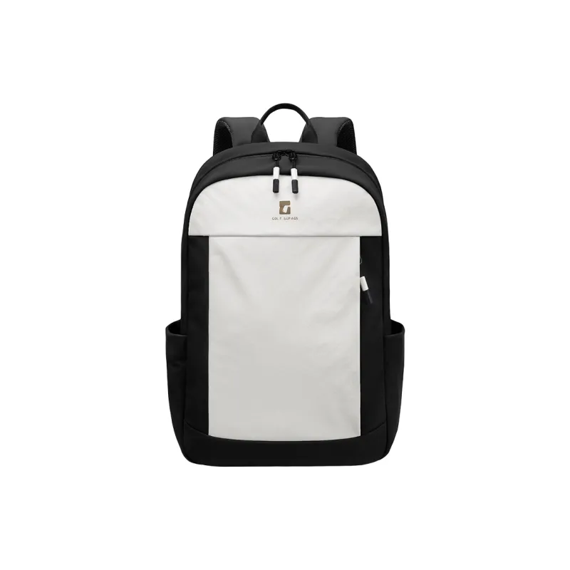 GOLF Fabric Backpack Large Size Unisex Ecru With Black/Macaron Tea Brown-1