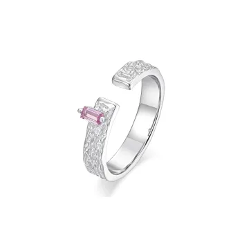 KADER 925 Sterling Silver Rings Women's Silver Pink Birthday Box