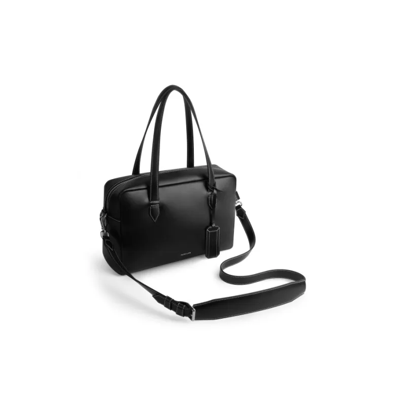 INJOYLIFE Top Grain Cow Leather Boston Bag Commute Briefcase Computer Tote Bag Shoulder Bag Large Size Women's Black-2