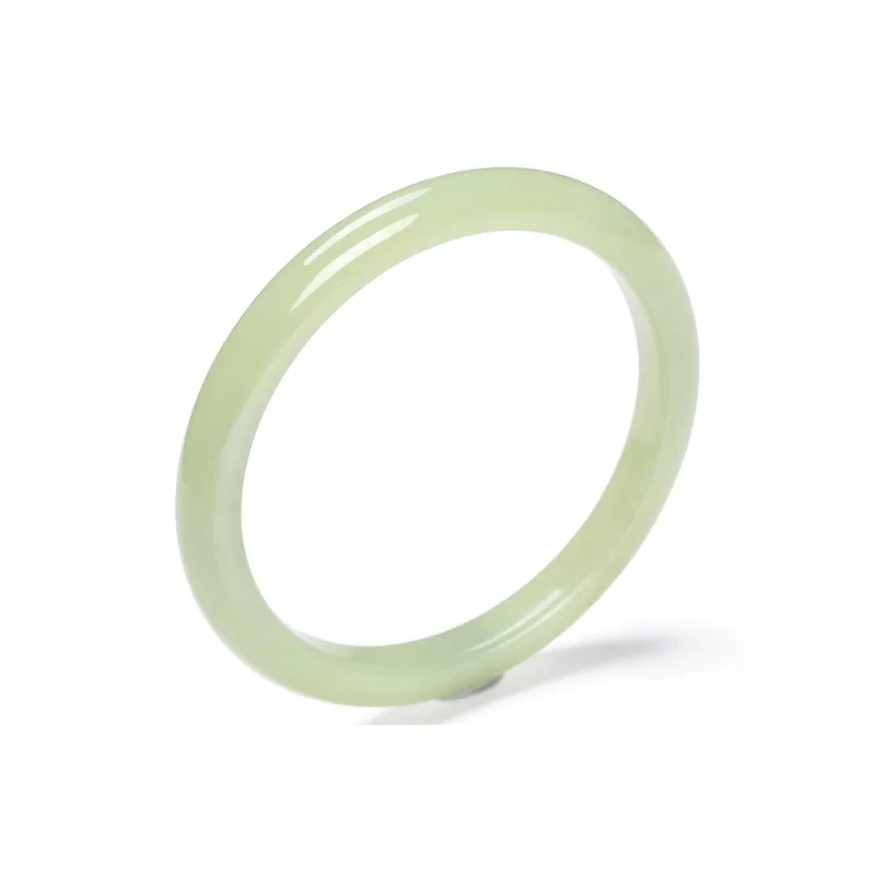 MUSHIFEN Hetian Jade Bangles Pale Greenish White Jade Women's-0