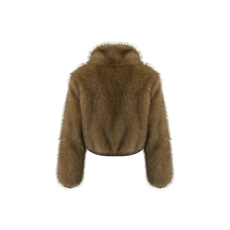 APEA Cropped Coats Women's Yellow Coffee-1