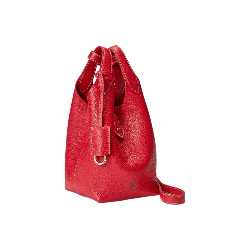Polo Ralph Lauren Leather One Shoulder Handbag Trumpets Women's Red-1