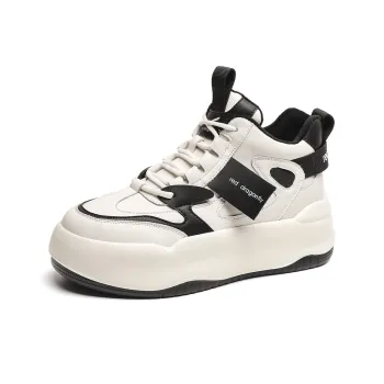 RED DRAGONFLY Platform Shoes Warm Height Increasing Mid Top Casual Shoes Women's White Black White Brown