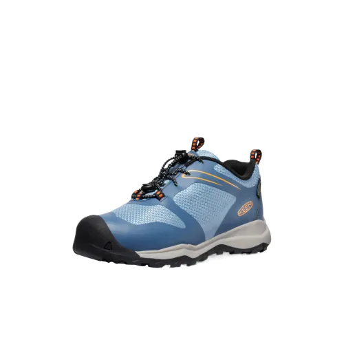 KEEN Wanduro Cushioned Slip-Resistant Breathable Low-Top Kids Lifestyle Shoes Vintage Indigo/Crimson Egret Kids'