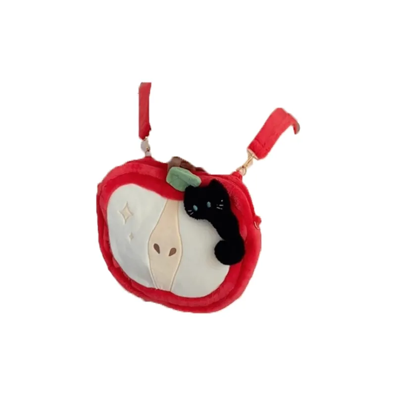 RIZHI STORE Red Apple Plush Unique Design Backpack Regular Women's Red Apple-2