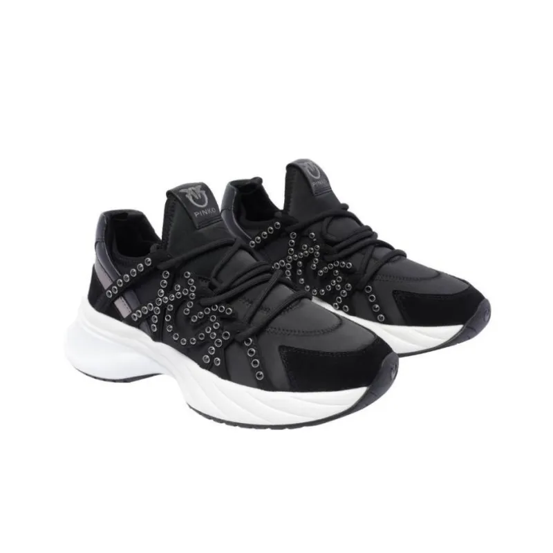 PINKO Stud Detailed Lace Up Sneakers Women's-2