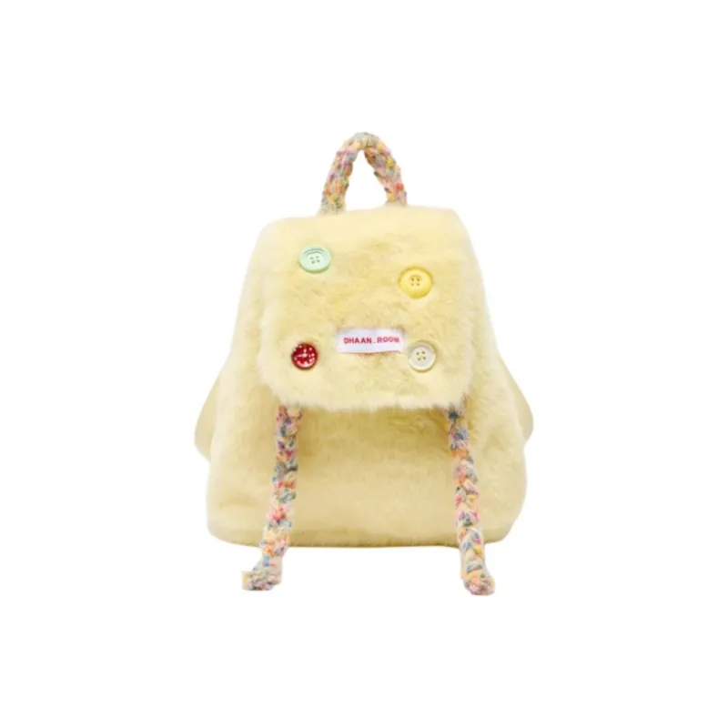 Three Blessings Fabric Backpack Medium Size Unisex Yellow/Brown/Premium White-0
