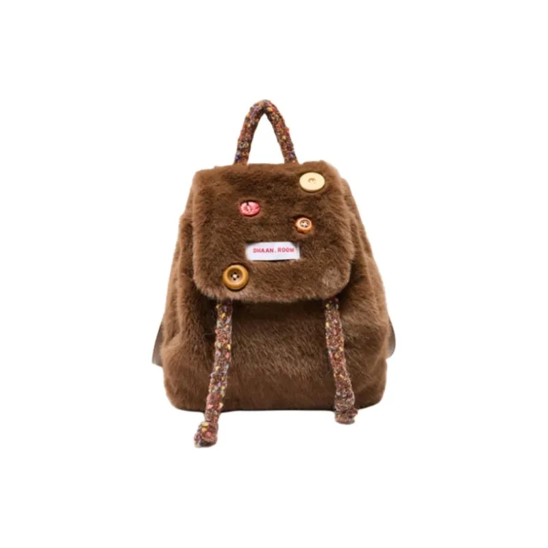 Three Blessings Fabric Backpack Medium Size Unisex Yellow/Brown/Premium White-4