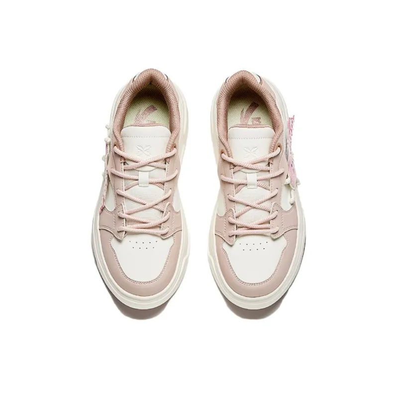 Anta Wear Resistant Slip Resistant Coverage Low Top Skateboard Shoes Women's White Pink-2