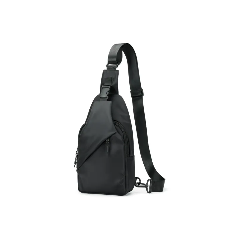L&M Polyester Messenger Bag, Shoulder Bag, Crossbody Bag Regular Men's Black/Gray/Membrana Dermalis Black-0