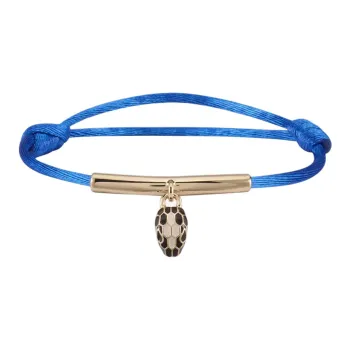 BVLGARI Gold-Plated Brass Enamel Fabric Bracelets Unisex Blue