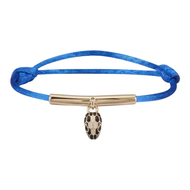 BVLGARI Gold-Plated Brass Enamel Fabric Bracelets Unisex Blue-0