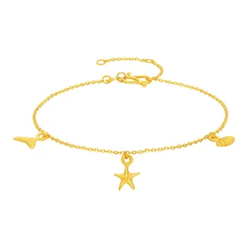 ZHOU LIU FU Summer Starfish Jewelry, Summer Ocean Collection Solid Gold Priced In Gram Gold Bracelet Women's