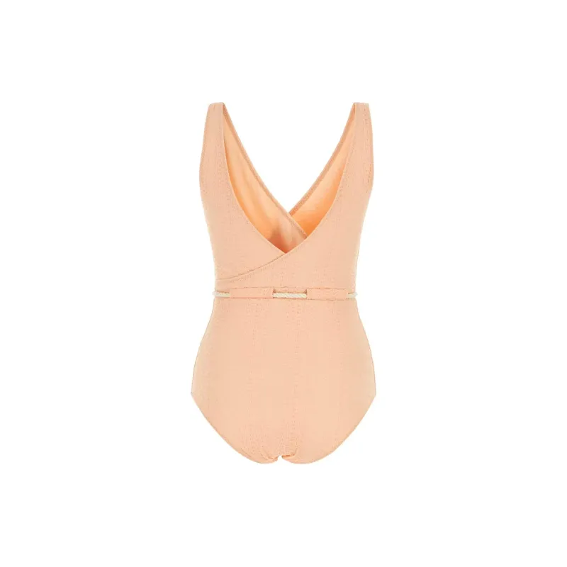 LISA MARIE FERNANDEZ V Neck Drawstring Swimsuit-1
