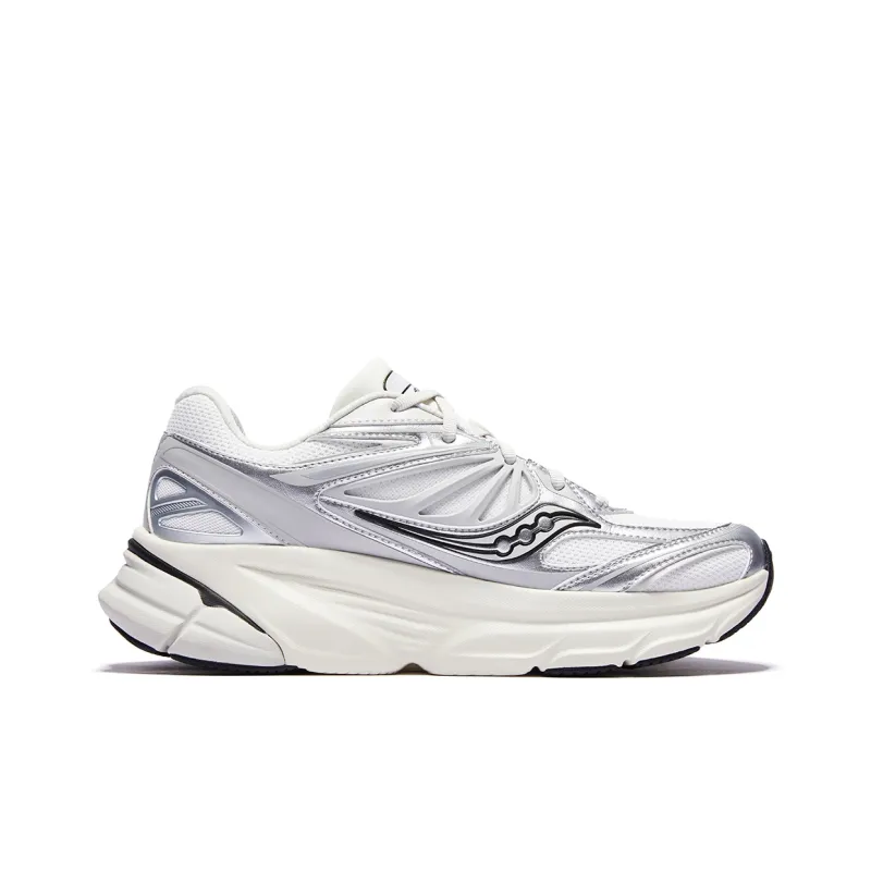 Saucony Cushioning Wear Resistant Low Top Casual Running Shoes Unisex White Silver-1