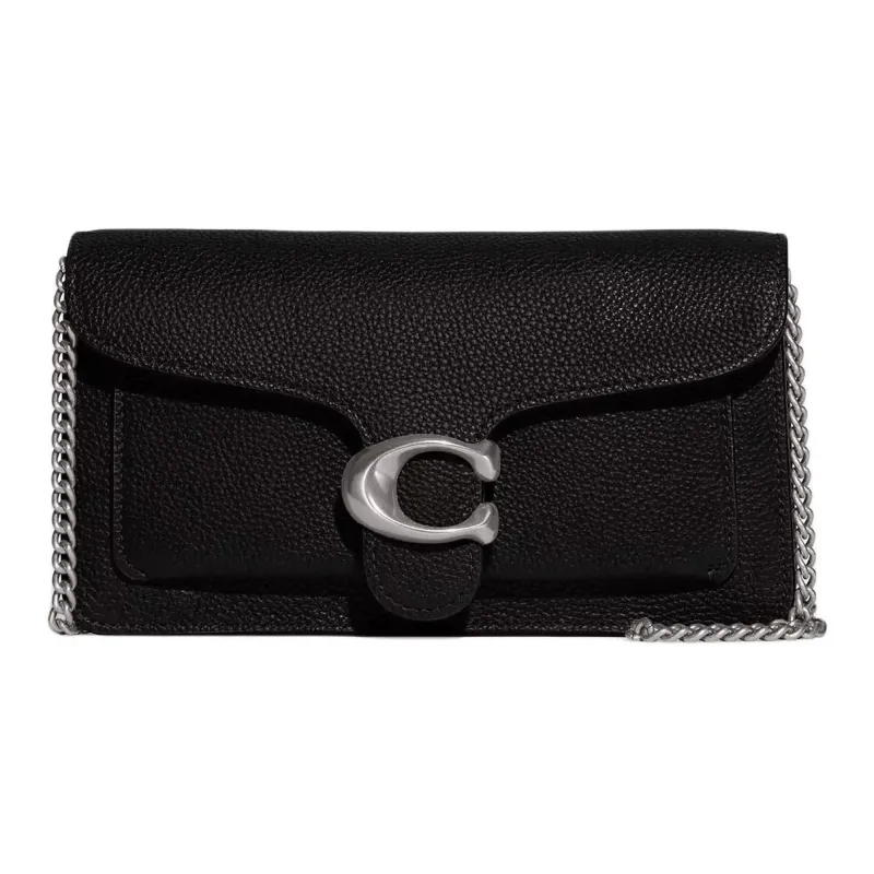 COACH Tabby Polished Pebble Leather Shoulder Bag Trumpets Women's Black-0