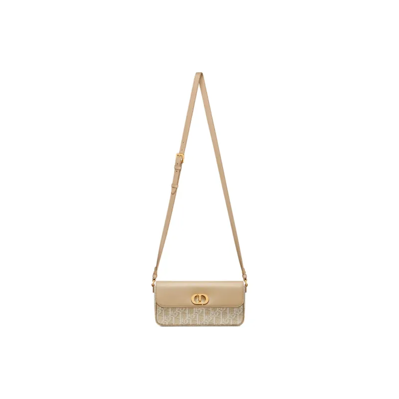 DIOR 30 Montaigne Cotton With Cow Leather Shoulder Bag Mini Women's Natural-2
