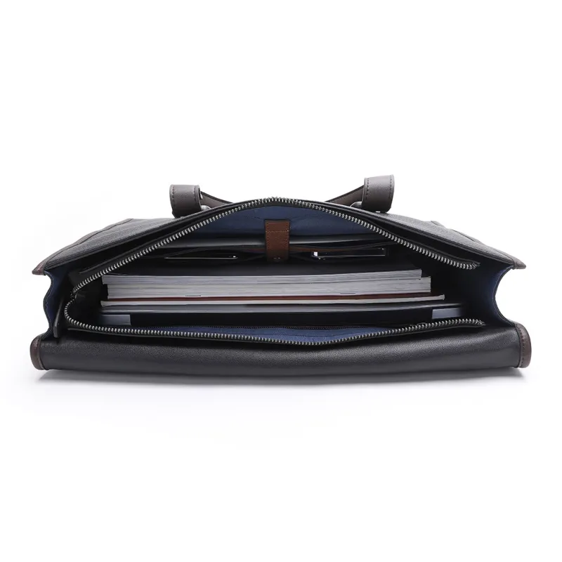 ELLE HOMME Cow Leather Briefcase Regular Men's Black-5