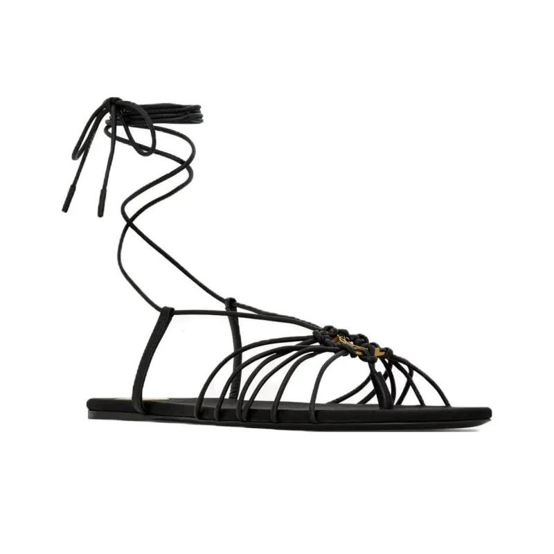 SAINT LAURENT CASSANDRE Babylone Strap Sandals Women's Black-2