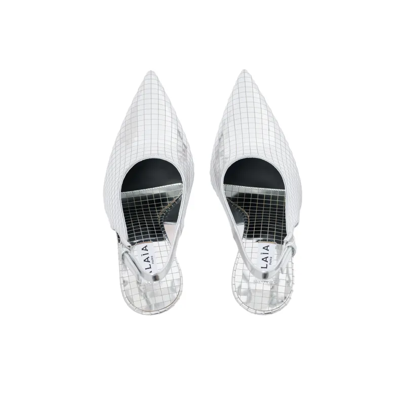 Alaia Slim Heel High Heels 9cm Women's Silver-3