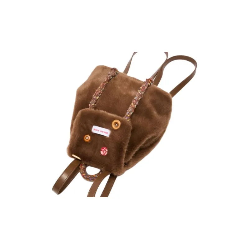 Three Blessings Fabric Backpack Medium Size Unisex Yellow/Brown/Premium White-7