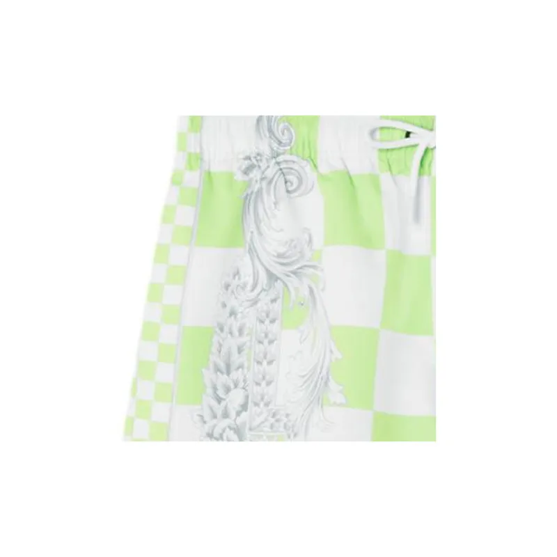 VERSACE Check Printed Drawstring Swim Shorts-2